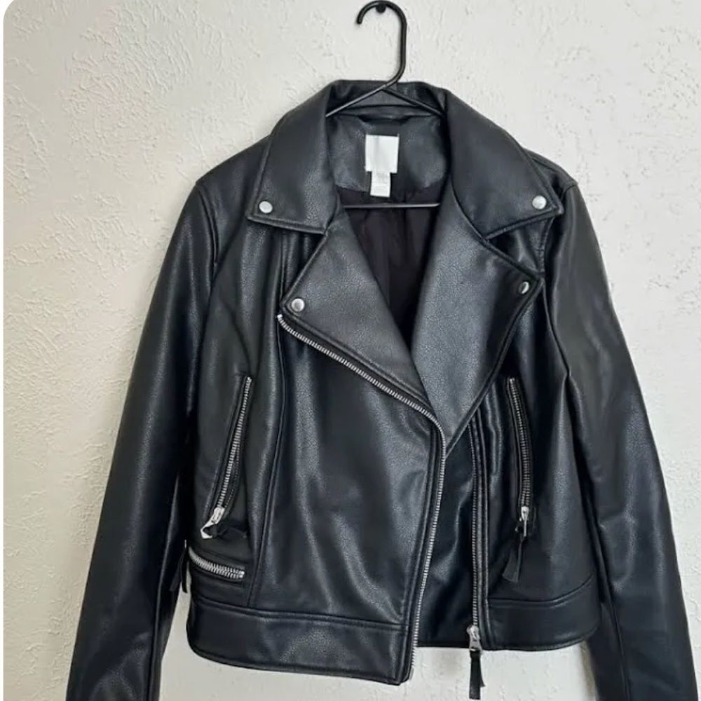 h and m leather jacket